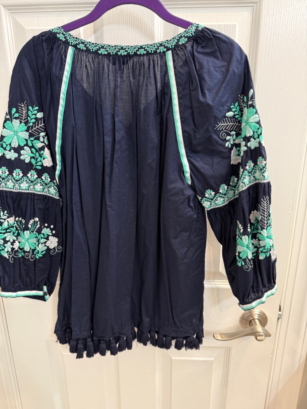 crown & ivy Black Tunic with Green Embroidery - Picture 4 of 6